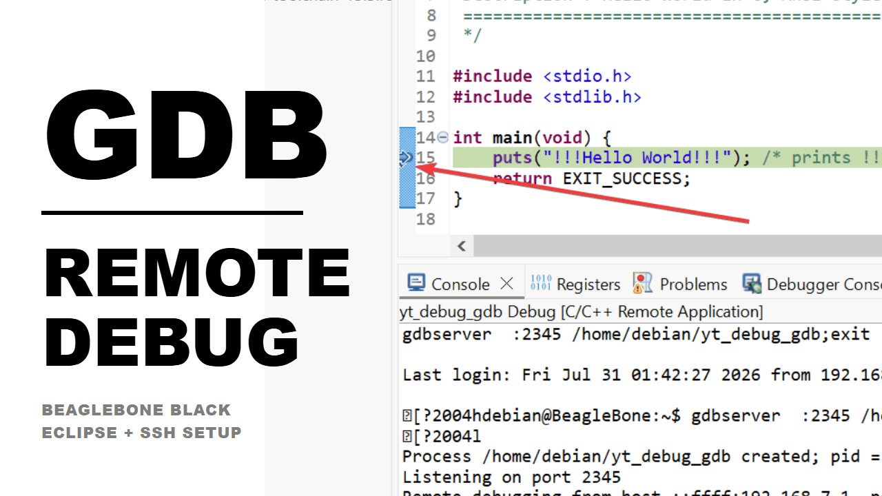 Eclipse remote GDB debug setup for a BeagleBone Black Linux target